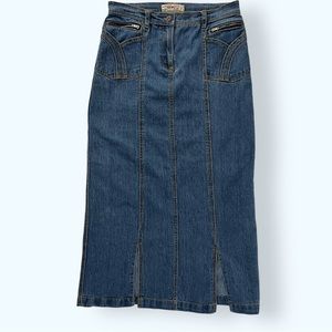 Denim Stretchy Maxi Skirt Trumpet Slits Mermaid Skirt